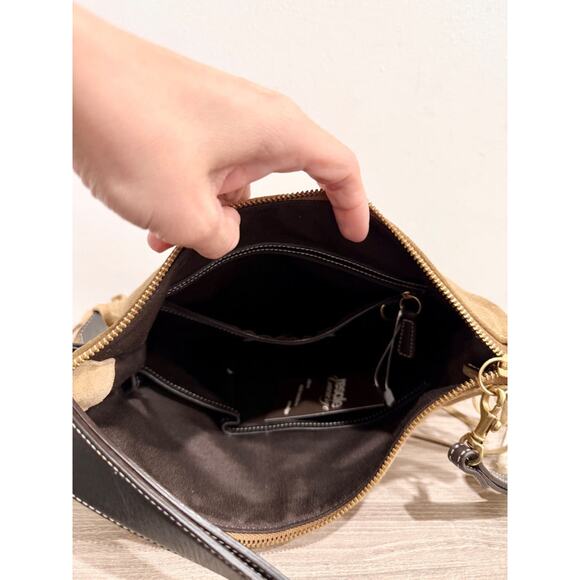 Coach Brooklyn 39 Suede Fringe Trim Shoulder Handbag Beige - Picture 10 of 13